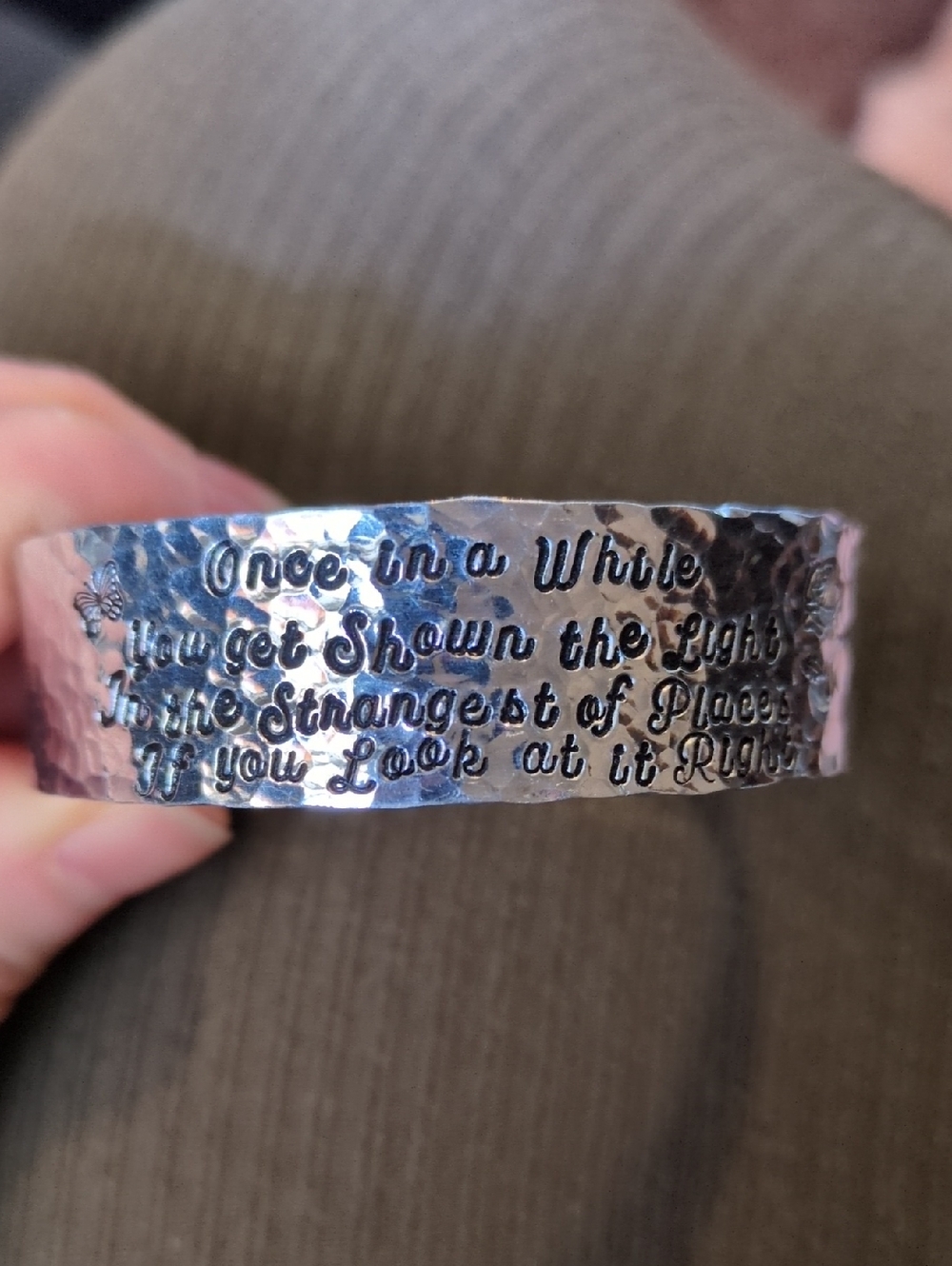 Grateful Dead Silver-Tone Engraved Cuff Bracelet